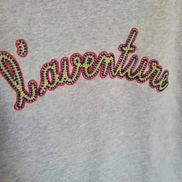 Maison Labiche L'aventure Grey Beaded Crew Neck Sweatshirt Size Medium - Picture 3 of 8